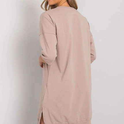 Elegant Black Cotton Zip Dress with Modern Slit Details