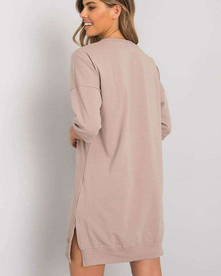 Elegant Black Cotton Zip Dress with Modern Slit Details