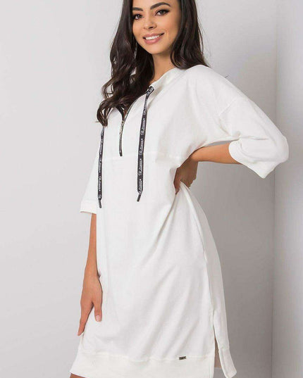 Elegant Black Cotton Zip Dress with Modern Slit Details