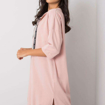 Elegant Black Cotton Zip Dress with Modern Slit Details