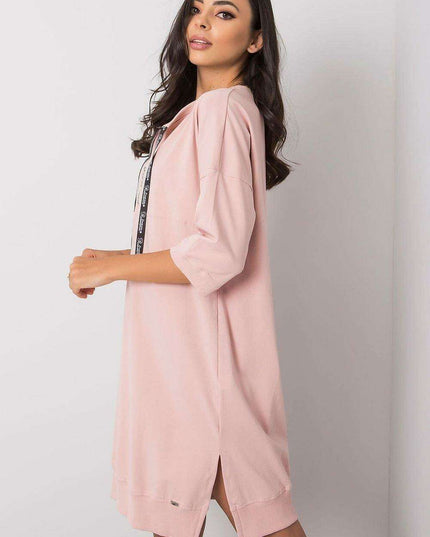 Elegant Black Cotton Zip Dress with Modern Slit Details