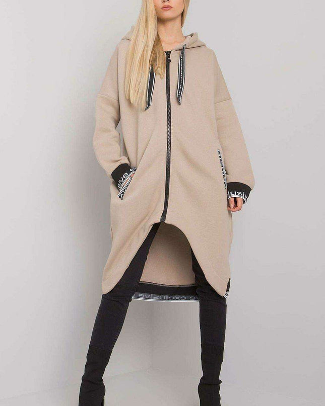 Chic Dark Blue Women's Zip-Up Hoodie with Convenient Pockets