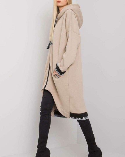 Chic Dark Blue Women's Zip-Up Hoodie with Convenient Pockets