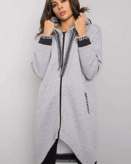 Chic Dark Blue Women's Zip-Up Hoodie with Convenient Pockets