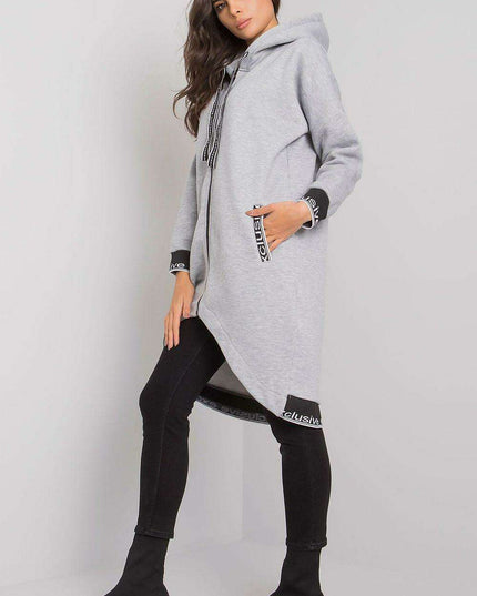 Chic Dark Blue Women's Zip-Up Hoodie with Convenient Pockets