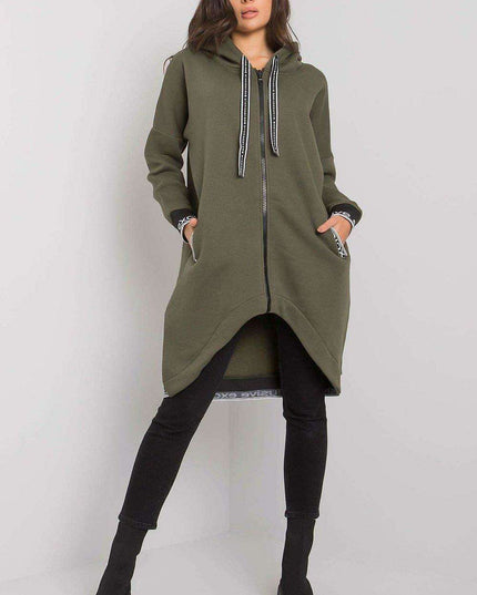 Chic Dark Blue Women's Zip-Up Hoodie with Convenient Pockets