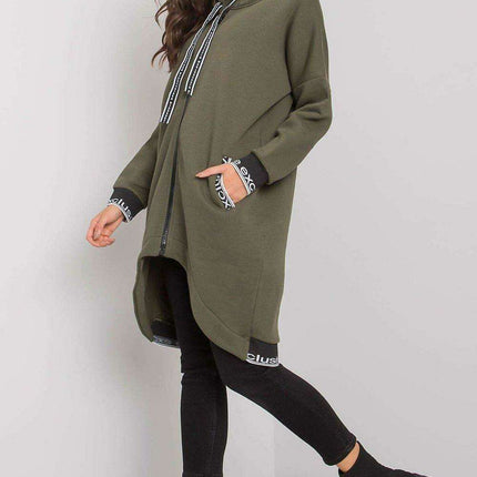 Chic Dark Blue Women's Zip-Up Hoodie with Convenient Pockets