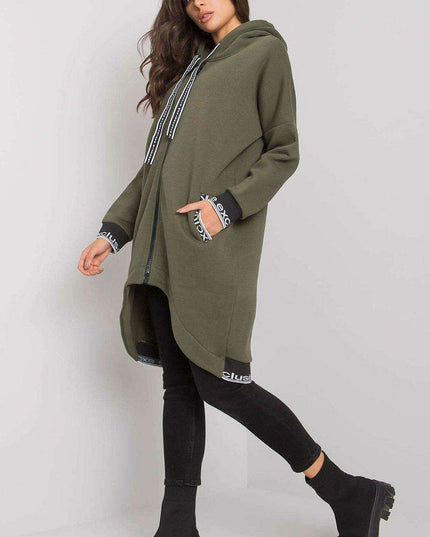 Chic Dark Blue Women's Zip-Up Hoodie with Convenient Pockets