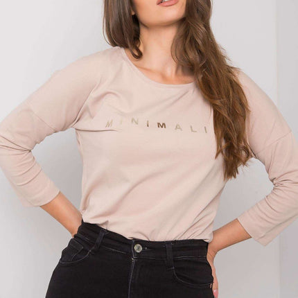 Chic Sky Blue Cotton-Blend Blouse for Women with Three-Quarter Sleeves - Très Elite