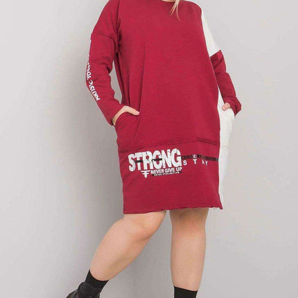 Chic Maroon Long Sleeve Tunic with Convenient Pockets