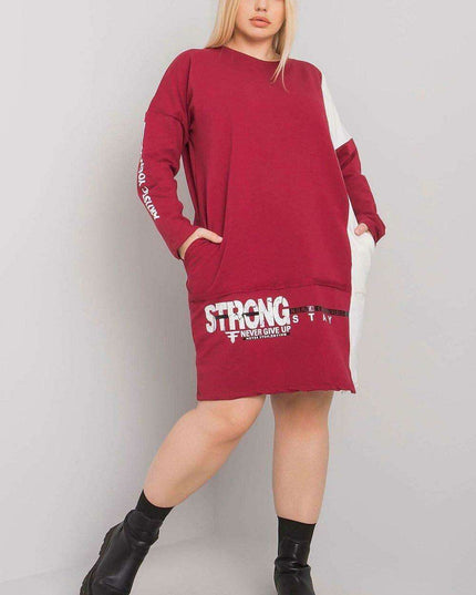 Chic Maroon Long Sleeve Tunic with Convenient Pockets