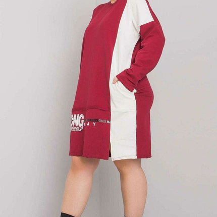 Chic Maroon Long Sleeve Tunic with Convenient Pockets