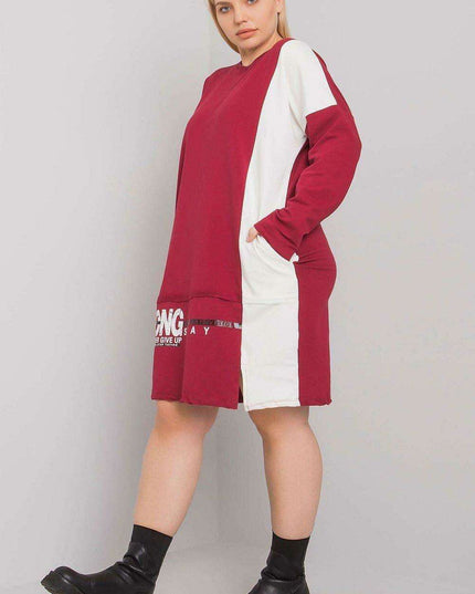 Chic Maroon Long Sleeve Tunic with Convenient Pockets
