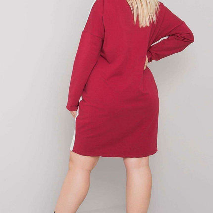 Chic Maroon Long Sleeve Tunic with Convenient Pockets