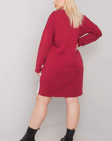 Chic Maroon Long Sleeve Tunic with Convenient Pockets