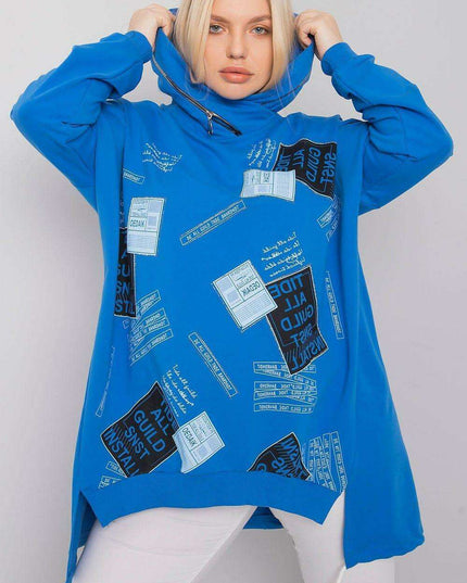 Navy Graphic Hoodie with Embroidery Detailing