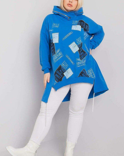 Navy Graphic Hoodie with Embroidery Detailing