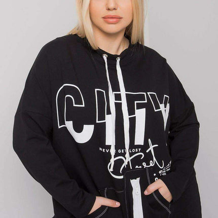 Ecru Plus Size Relaxed Fit Sweatshirt with Convenient Pockets