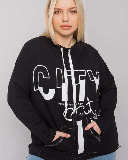 Ecru Plus Size Relaxed Fit Sweatshirt with Convenient Pockets