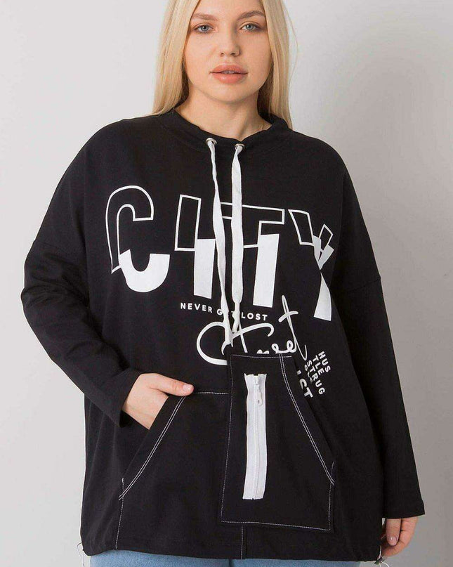 Ecru Plus Size Relaxed Fit Sweatshirt with Convenient Pockets