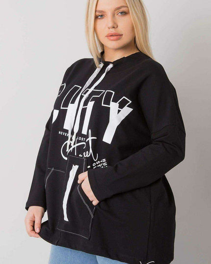 Ecru Plus Size Relaxed Fit Sweatshirt with Convenient Pockets