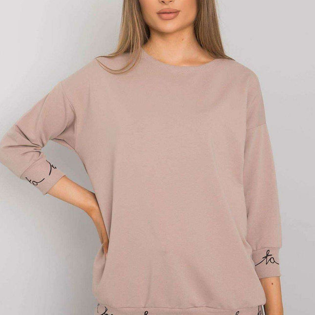 Elegant Olive Green 3/4 Sleeve Pullover Sweatshirt