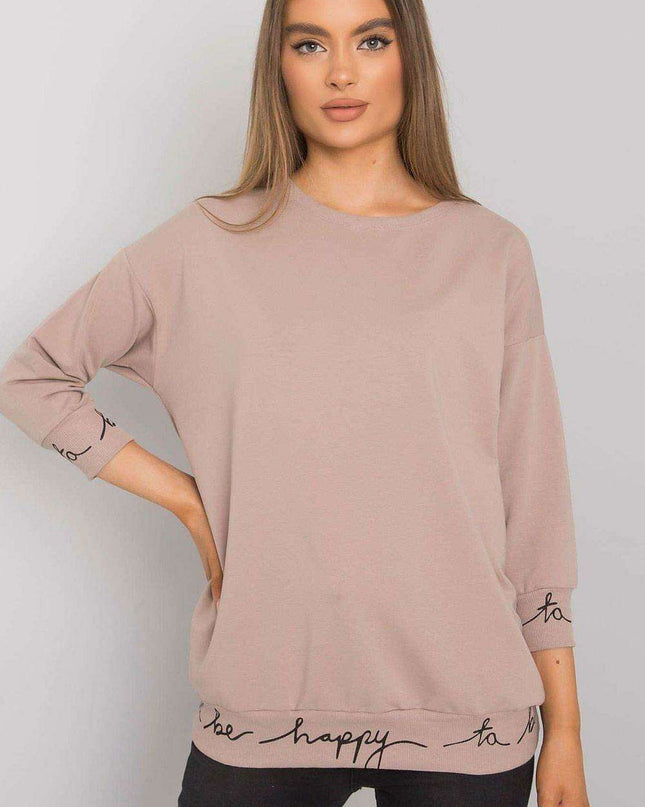 Elegant Olive Green 3/4 Sleeve Pullover Sweatshirt