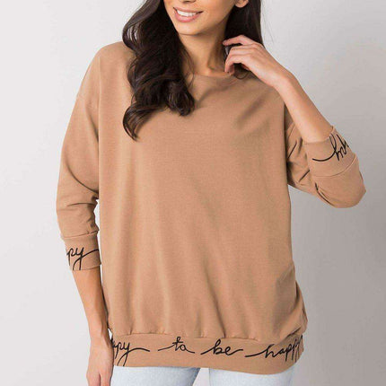 Elegant Olive Green 3/4 Sleeve Pullover Sweatshirt