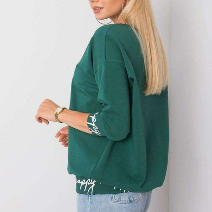 Elegant Olive Green 3/4 Sleeve Pullover Sweatshirt