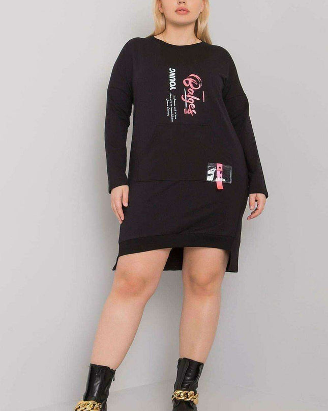 Versatile Grey Melange Long Sleeve Dress with Handy Pocket