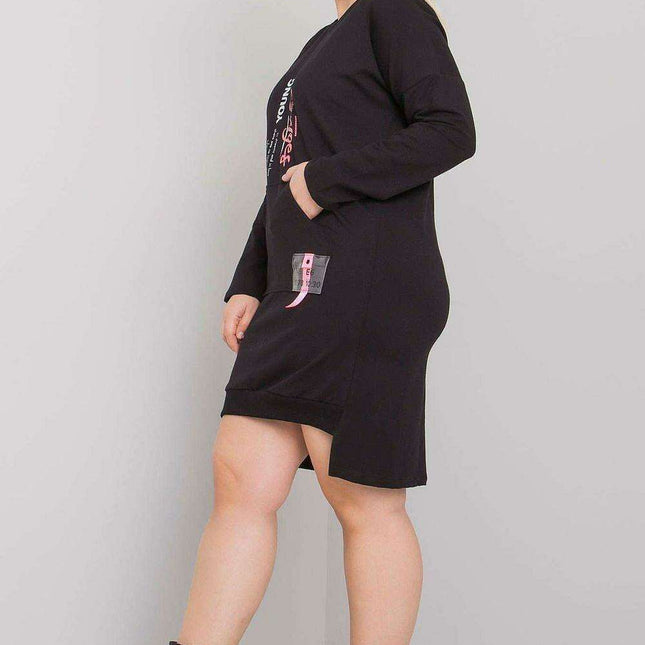 Versatile Grey Melange Long Sleeve Dress with Handy Pocket