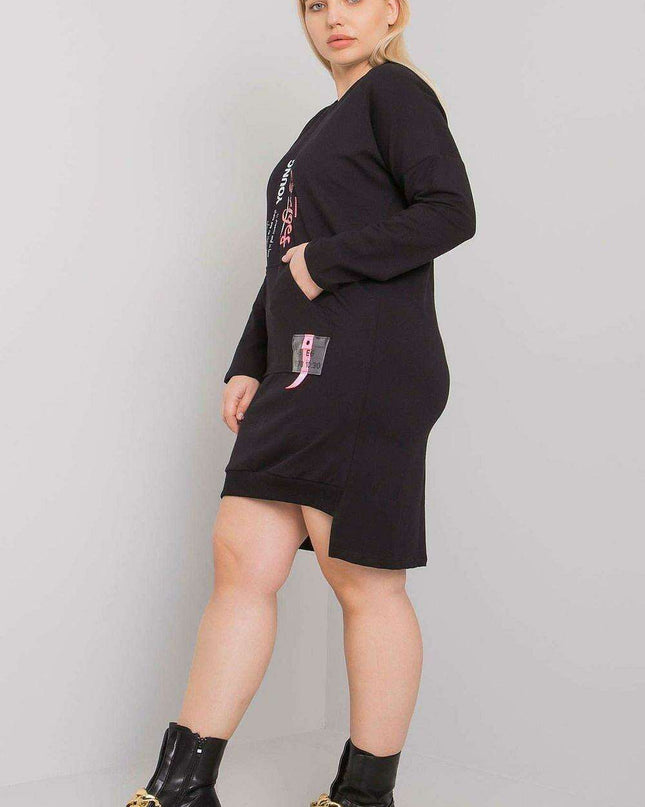 Versatile Grey Melange Long Sleeve Dress with Handy Pocket