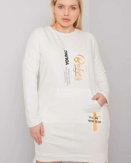 Versatile Grey Melange Long Sleeve Dress with Handy Pocket