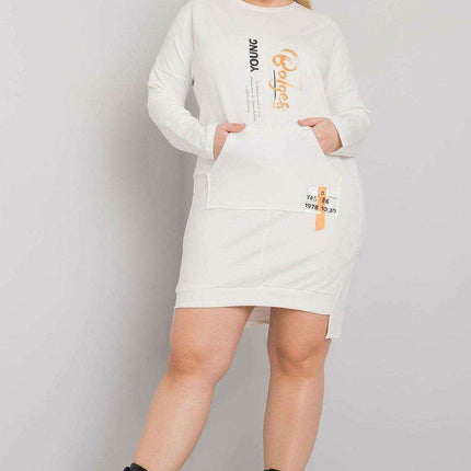 Versatile Grey Melange Long Sleeve Dress with Handy Pocket