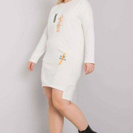 Versatile Grey Melange Long Sleeve Dress with Handy Pocket