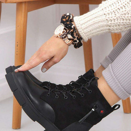 Chic Eco-Friendly Lace-Up Boots Model 160287