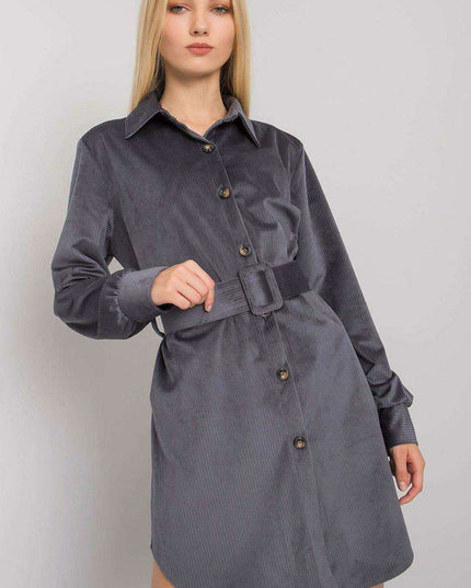 Chic Camel Button Down Dress With Belt For Everyday Daywear