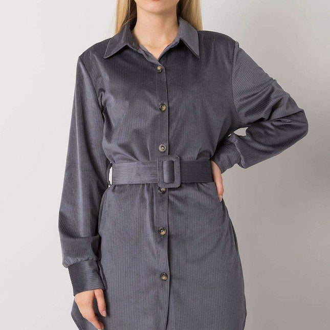 Chic Camel Button Down Dress With Belt For Everyday Daywear