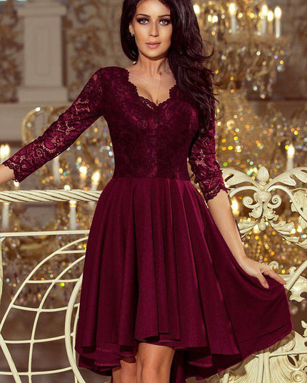 Crimson Elegance Asymmetrical Evening Gown from Europe