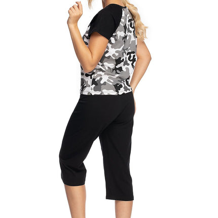 Cotton Two Piece Pajama Set Moro Style With T Shirt Top And Cigarette Pants - Très Elite