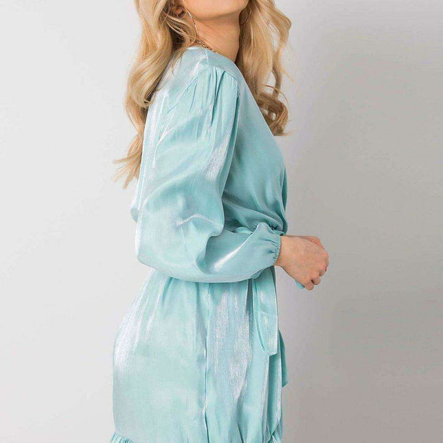 Elegant Black Frill Evening Dress With Waist Tie One Size