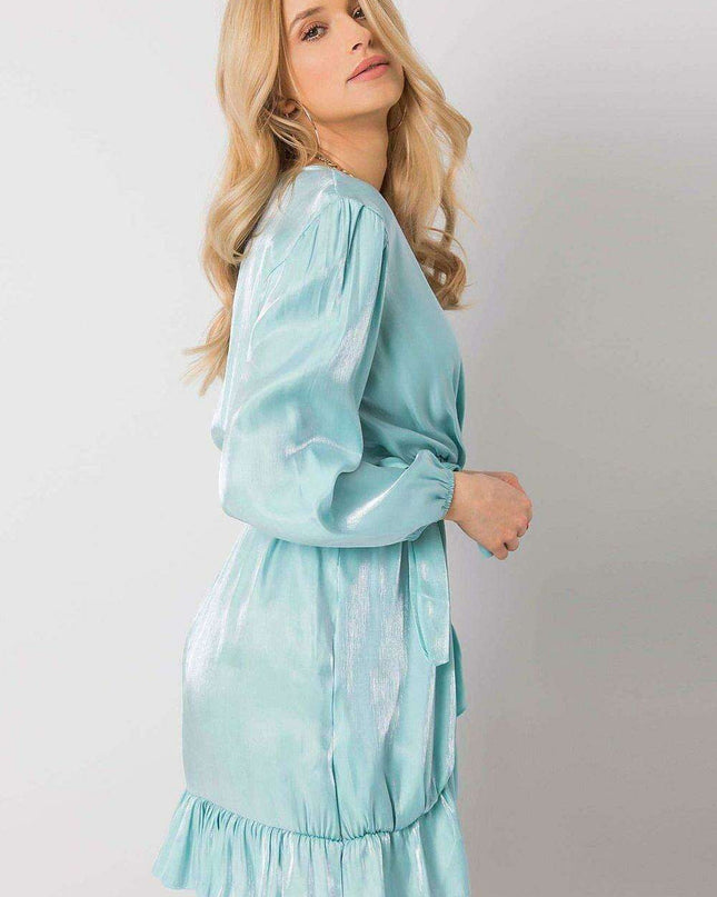 Elegant Black Frill Evening Dress With Waist Tie One Size