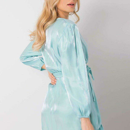 Elegant Black Frill Evening Dress With Waist Tie One Size