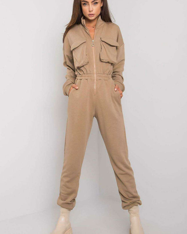 Elegant Black Cotton Zipped Jumpsuit for Every Occasion