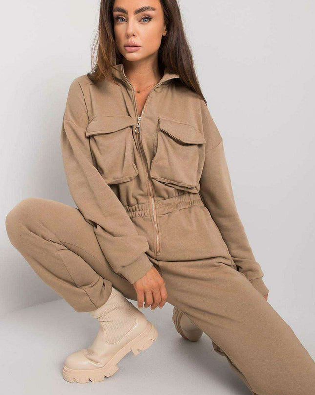 Elegant Black Cotton Zipped Jumpsuit for Every Occasion