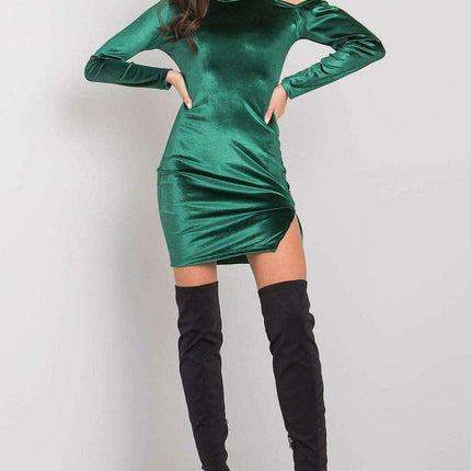 Elegant Midnight Blue Velour Evening Dress With Side Slit