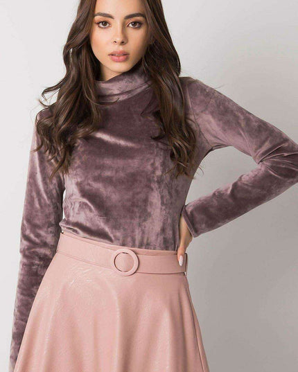 Stylish Beige Velour Turtleneck Sweater with Cozy Cotton Blend