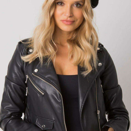 Elegant Black Angora Women's Cap with Distinctive Decorative Details