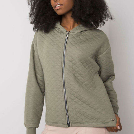 Stylish Quilted Hooded Zip-Up Sweatshirt