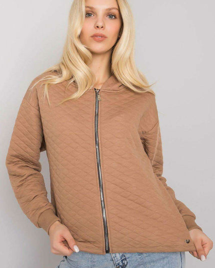 Stylish Quilted Hooded Zip-Up Sweatshirt